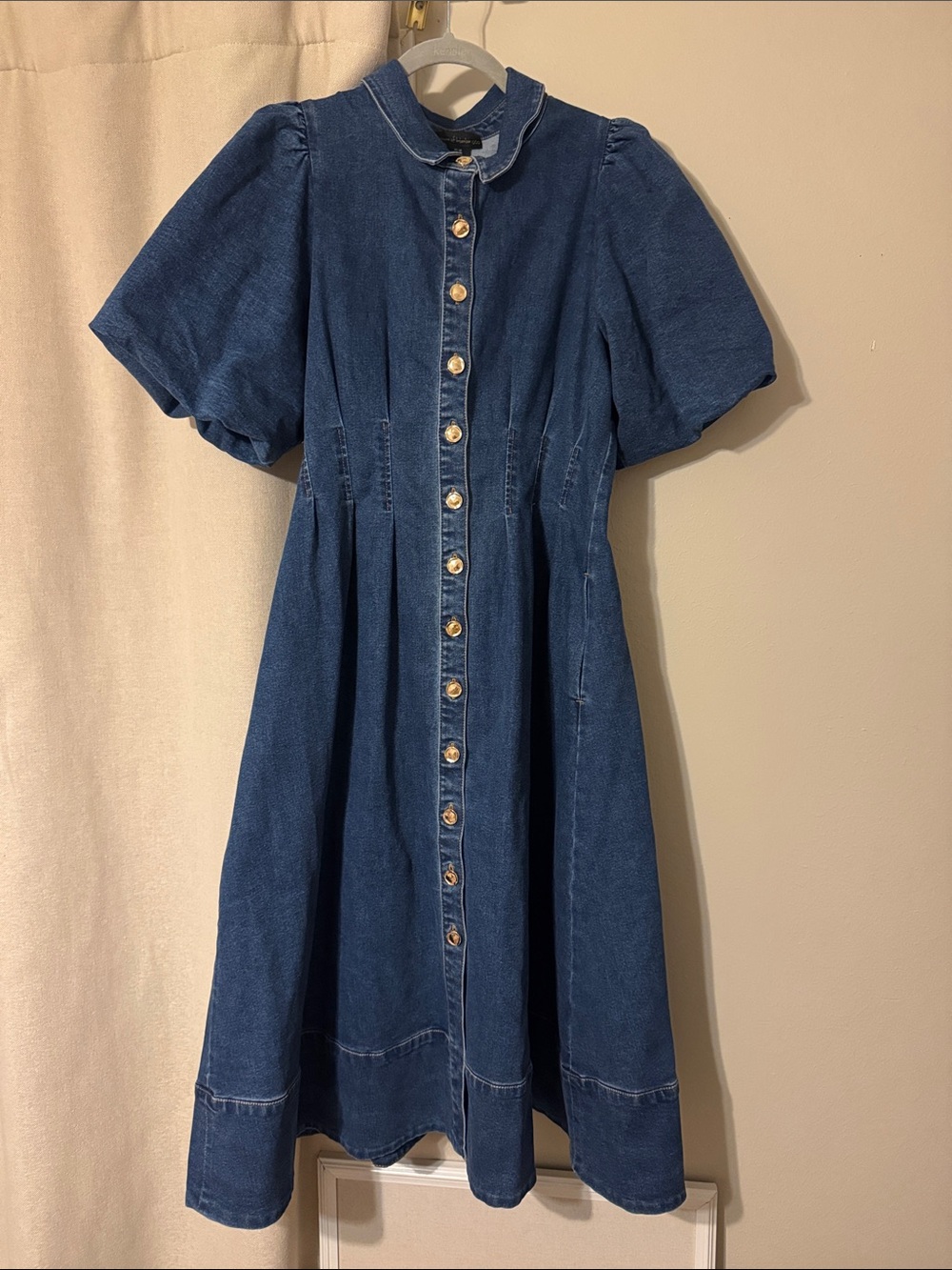 House of Harlow 1960 Indigo Denim Button-Down Midi Dress. NWOT. Size 10